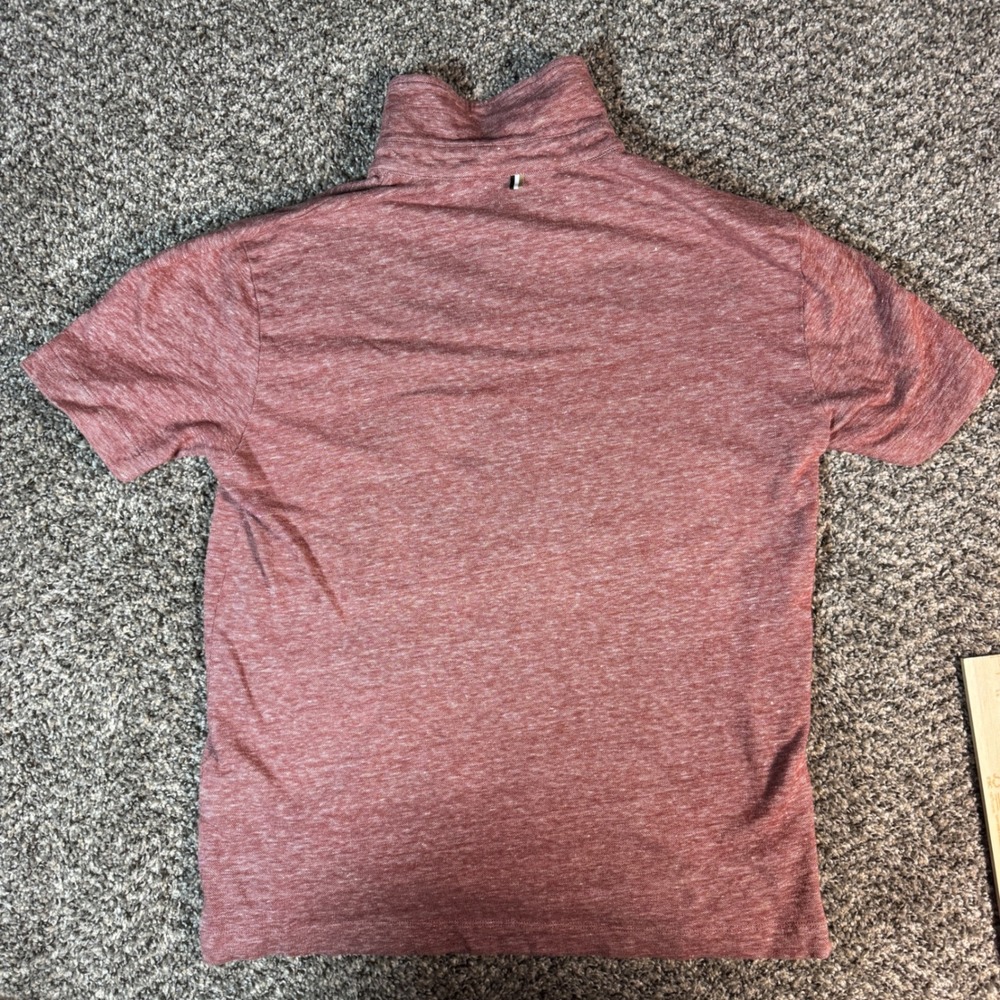 Boss by Hugo Boss Mens M Cotton Linen Blend Polo Shirt Red Heather Short Sleeve - Picture 7 of 7